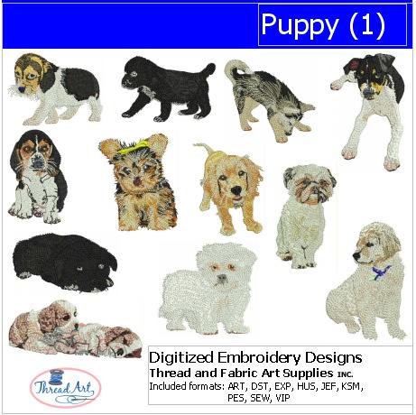 Machine Embroidery Designs - Puppies(1) - Threadart.com