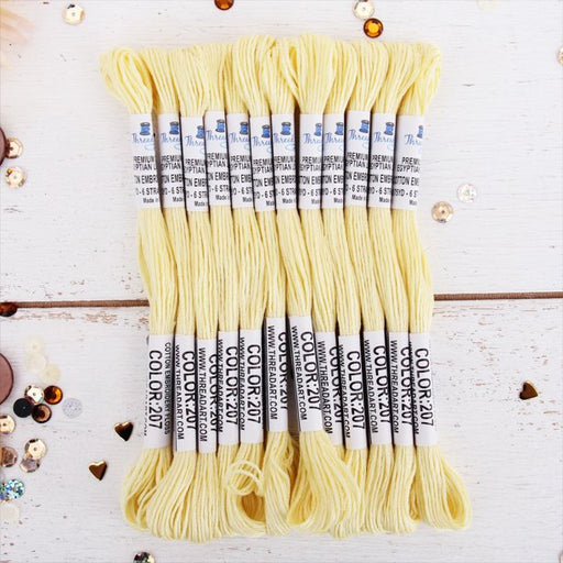 Pale Yellow Premium Cotton Embroidery Floss - Box of 12 - Six Strand Thread - No. 207 - Threadart.com