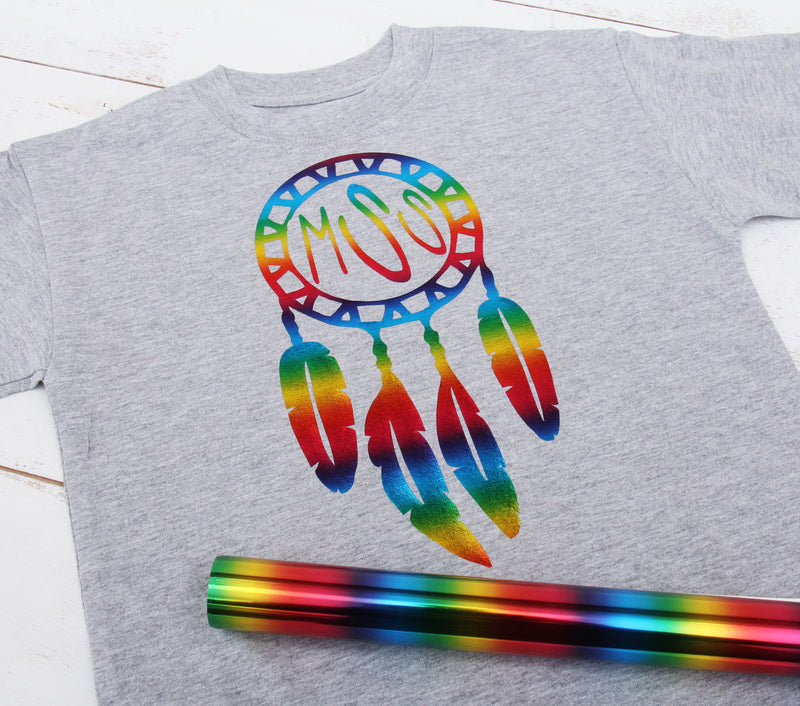 Rainbow Metallic Foil Heat Transfer Vinyl 20" Wide Sold By The Yard - Threadart.com