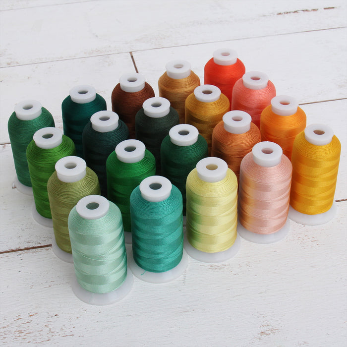 20 Colors of Rayon Thread - Yellow & Green Colors - Threadart.com