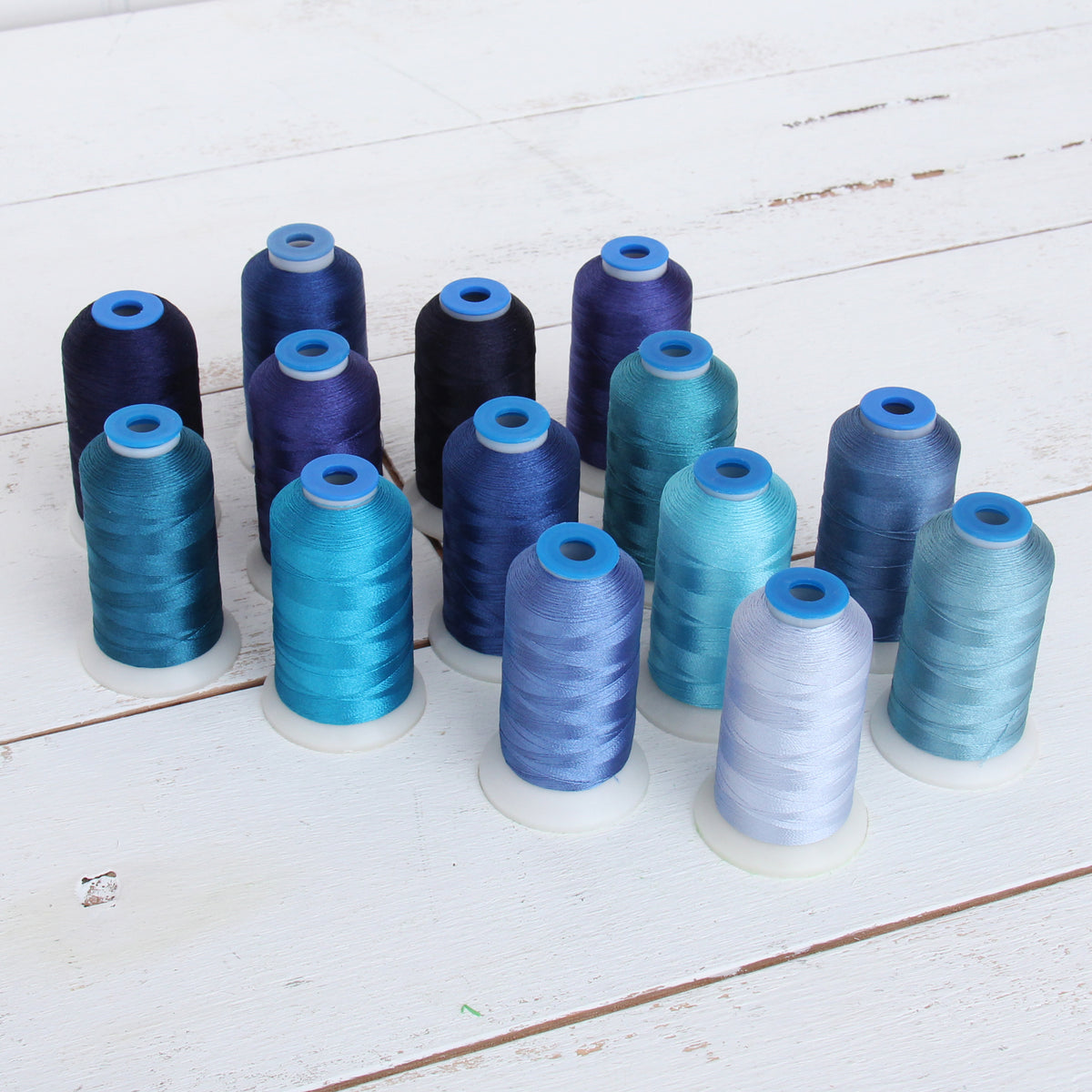 14 Cone Blue Color Builder Polyester Thread Set - 1000m Cones ...