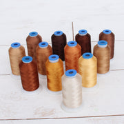 12 Cone Brown/Tan Color Builder Polyester Thread Set - 1000m Cones - Brilliant Finish - Threadart.com