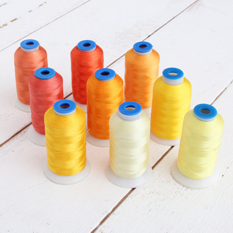 9 Cone Sunrise Color Builder Polyester Thread Set - 1000m Cones - Brilliant Finish - Threadart.com