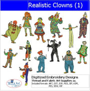 Machine Embroidery Designs - Realistic Clowns(1) - Threadart.com