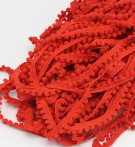 Mini Pom Pom Fringe - Red - Threadart.com