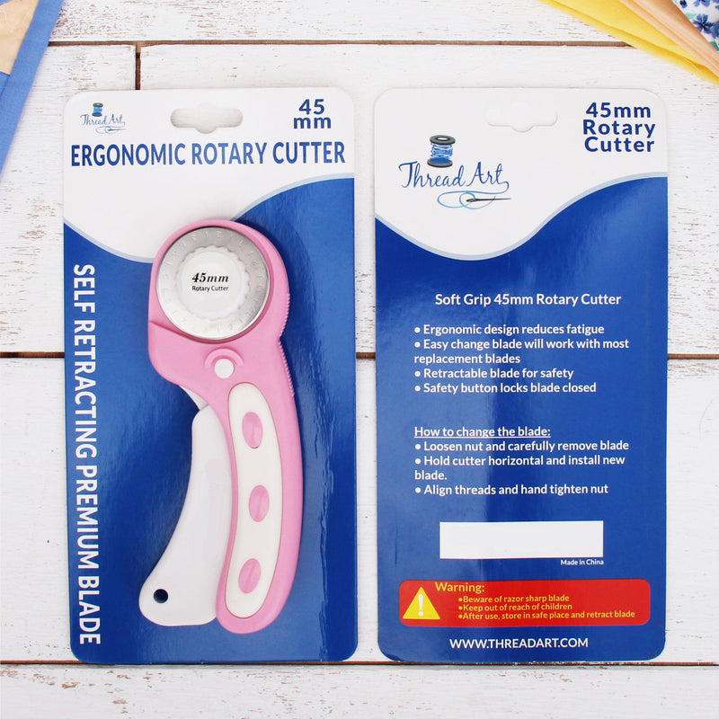 Threadart Premium Rotary Cutting Set - Ergonomic 45mm Cutter, Mat, and Ruler - Threadart.com