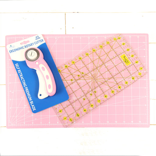 Complete Rotary Cutter Set - 45mm, 5 Extra Blades, Cutting Mat, Quilting  Ruler