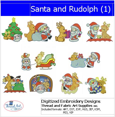 Machine Embroidery Designs - Santa and Rudolph(1) - Threadart.com