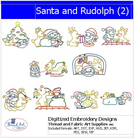 Machine Embroidery Designs - Santa and Rudolph(2) - Threadart.com