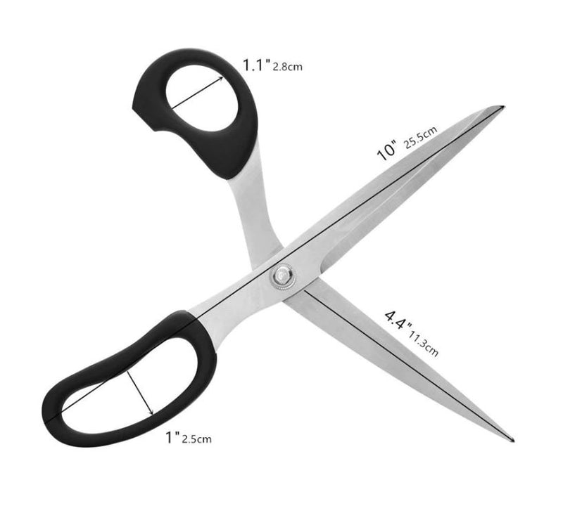Ergonomic Stainless Steel Fabric Scissors - 10 Inches Long - Threadart.com