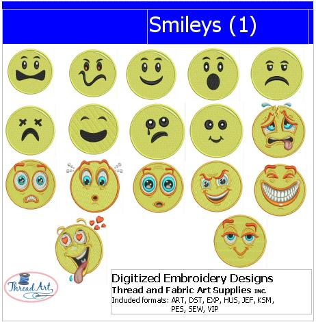 Machine Embroidery Designs - Smileys(1) — Threadart.com