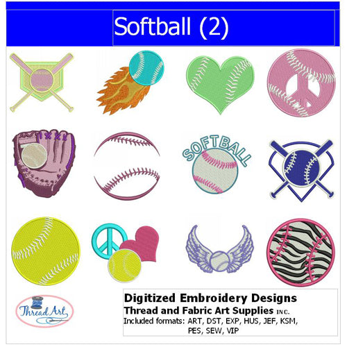 Machine Embroidery Designs - Softball(2) - Threadart.com