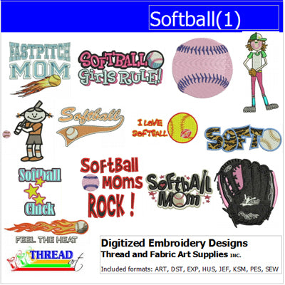 Machine Embroidery Designs - Softball(1) - Threadart.com