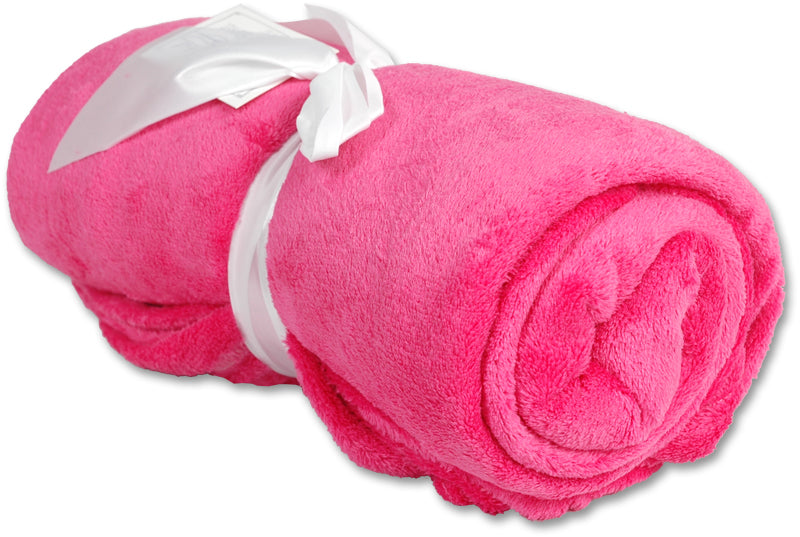 Pack of 3 Plush Fleece Blanket - Hot Pink —