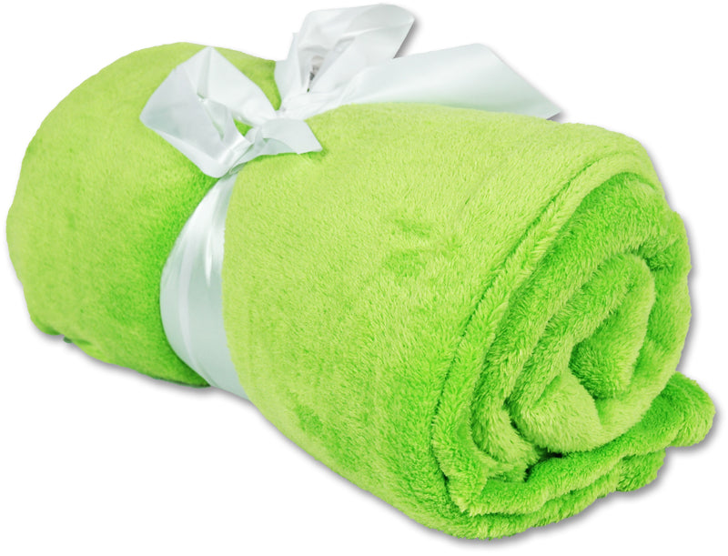 Pack of 3 Plush Fleece Blanket - Lime Green —