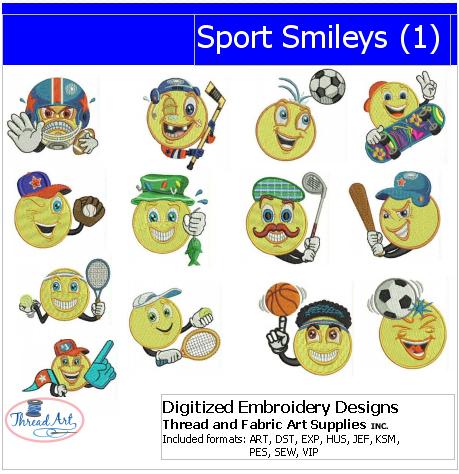 Machine Embroidery Designs - Sport Smileys(1) - Threadart.com