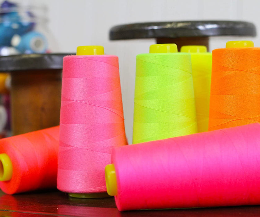 Four Cone Set of Polyester Serger Thread - Neon Coral 954 - 2750 Yards Each - Threadart.com