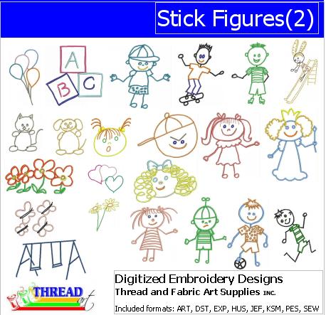 Machine Embroidery Designs - Stick Figures(2) - Threadart.com
