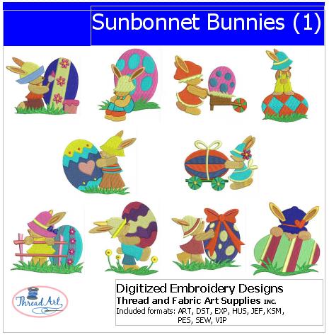 Machine Embroidery Designs - Sunbonnet Bunnies(1) - Threadart.com