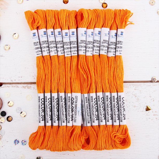 Tangerine Premium Cotton Embroidery Floss - Box of 12 - Six Strand Thread - No. 304 - Threadart.com