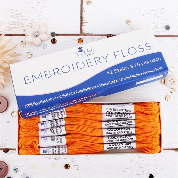 Tangerine Premium Cotton Embroidery Floss - Box of 12 - Six Strand Thread - No. 304 - Threadart.com