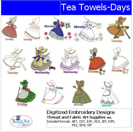 Machine Embroidery Designs - Tea Towels Days(1) - Threadart.com