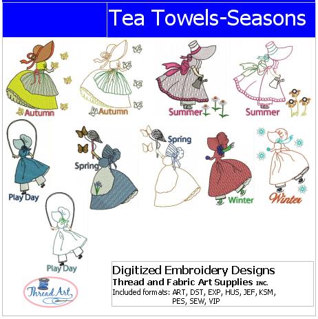 Machine Embroidery Designs - Tea Towels Seasons(1) - Threadart.com