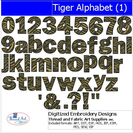 Machine Embroidery Designs - Tiger Alphabet(1) - Threadart.com