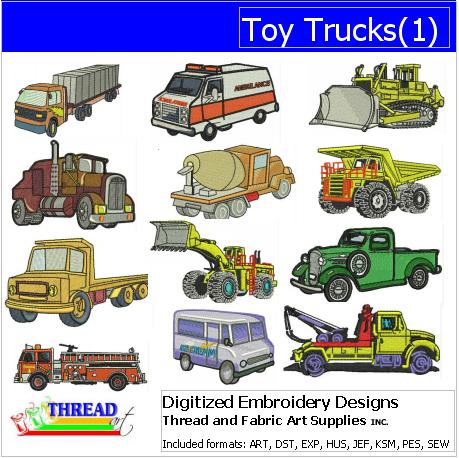 Machine Embroidery Designs - Toy Trucks(1) - Threadart.com