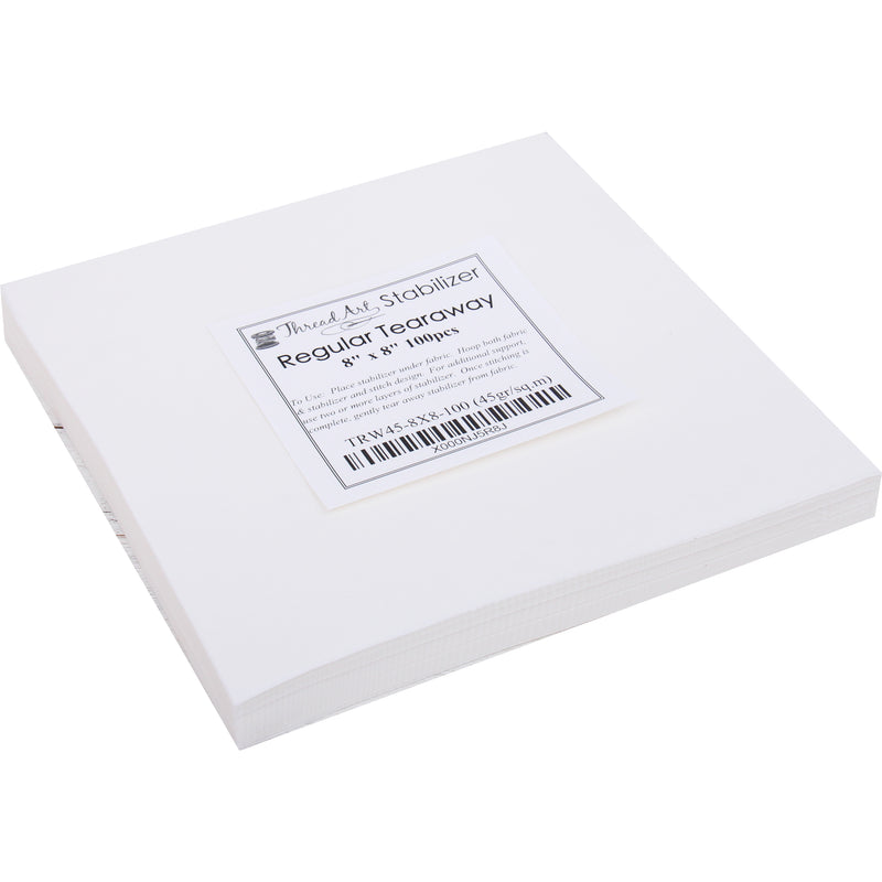 Regular Tearaway Embroidery Stabilizer - 8x8 100 Precut Sheets - Threadart.com