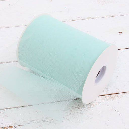 Premium Soft Tulle Fabric Mega Roll - 100 Yards by 6" Wide - Aqua - Threadart.com