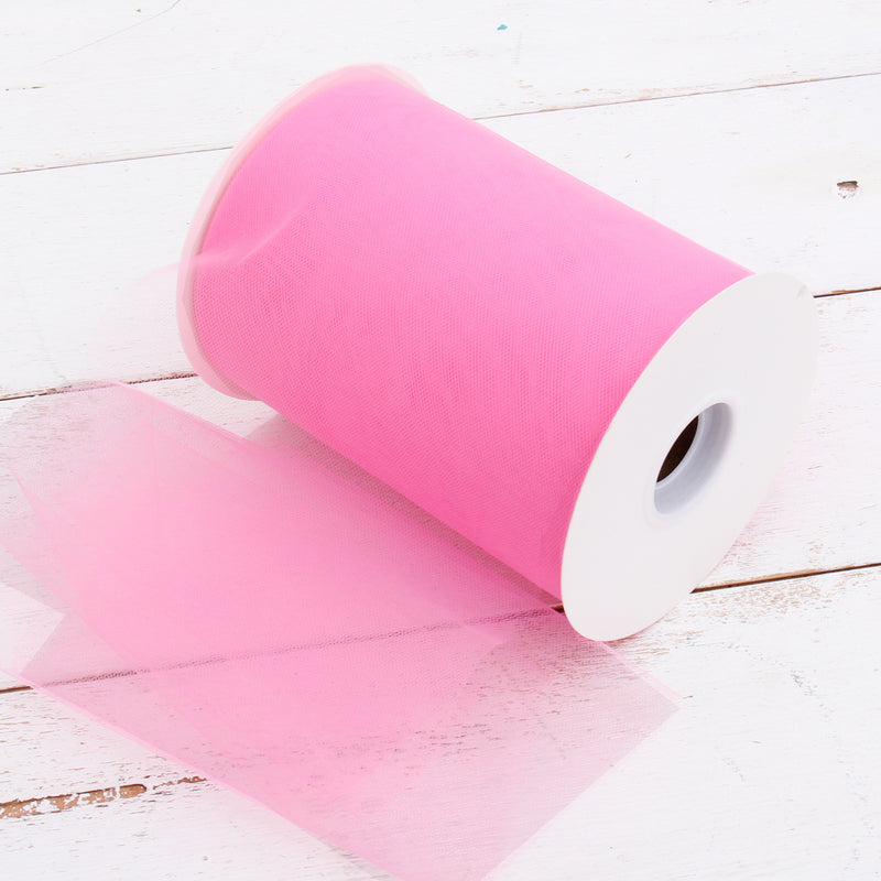 Premium Soft Tulle Fabric Mega Roll - 100 Yards by 6" Wide - Hot Pink - Threadart.com
