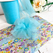 Premium Soft Tulle Fabric Mega Roll - 100 Yards by 6" Wide - Light Blue - Threadart.com