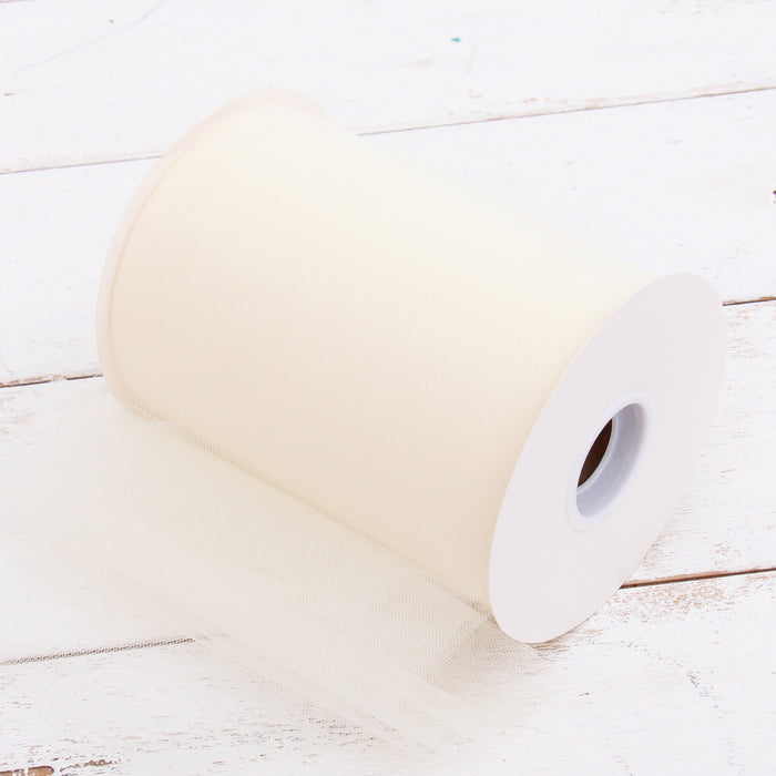 Premium Soft Tulle Fabric Mega Roll - 100 Yards by 6" Wide - Ivory - Threadart.com