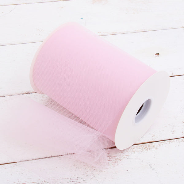 Premium Soft Tulle Fabric Mega Roll - 100 Yards by 6" Wide - Light Pink - Threadart.com