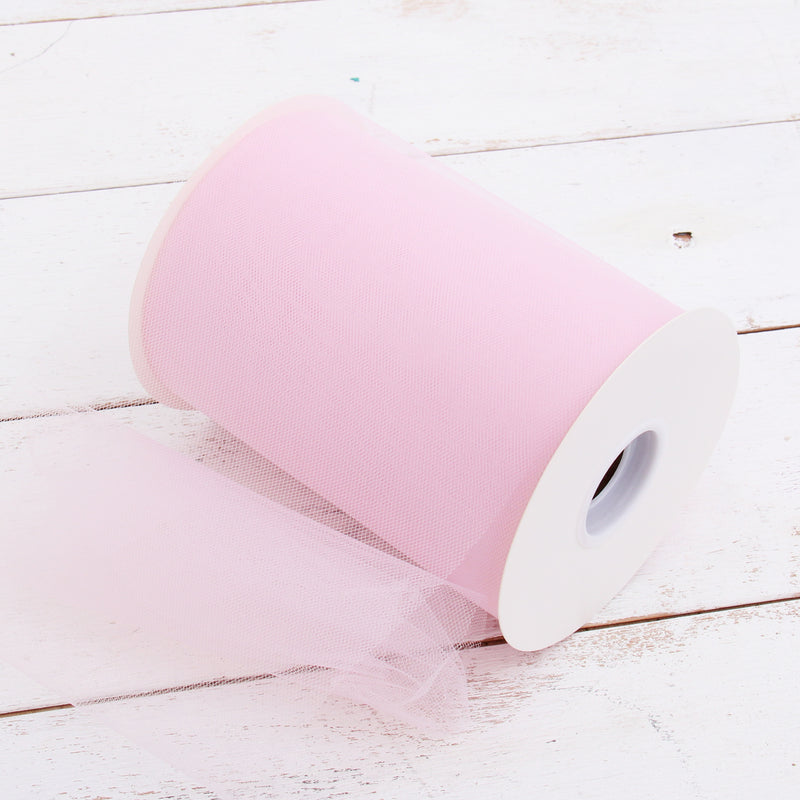 Premium Soft Tulle Fabric Mega Roll - 100 Yards by 6" Wide - Light Pink - Threadart.com