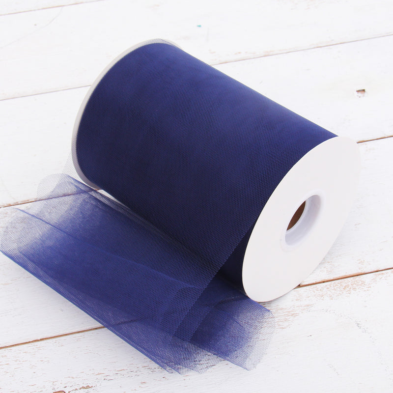 Premium Soft Tulle Fabric Mega Roll - 100 Yards by 6" Wide - Navy - Threadart.com
