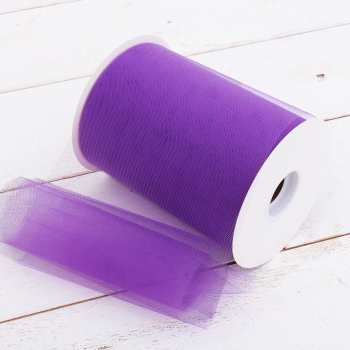 Premium Soft Tulle Fabric Mega Roll - 100 Yards by 6" Wide - Purple - Threadart.com
