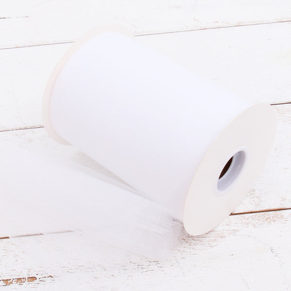 Premium Soft Tulle Fabric Mega Roll - 100 Yards by 6" Wide - White - Threadart.com