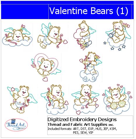 Machine Embroidery Designs - Valentine Bears(1) - Threadart.com