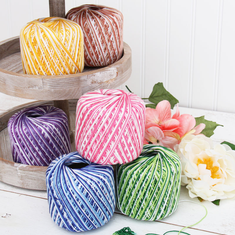 Multicolor Cotton Crochet Thread - Size 3 - Variegated Violets - 140 yds - Threadart.com