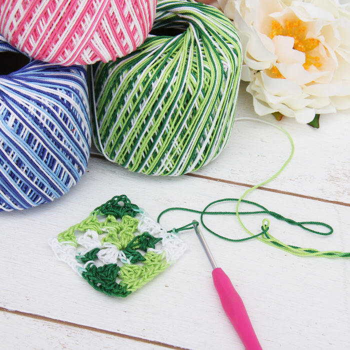 Multicolor Cotton Crochet Thread - Size 3 - Variegated Denim Blues - 140 yds - Threadart.com