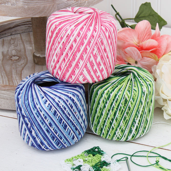 Multicolor Cotton Crochet Thread - Size 3 - Variegated Lavenders - 140 yds - Threadart.com
