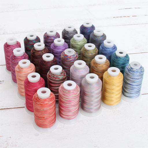Variegated MultiColor Polyester Embroidery Thread Set - 4 Blue