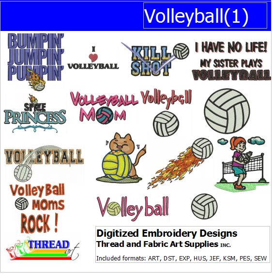 Machine Embroidery Designs - Volleyball(1) - Threadart.com