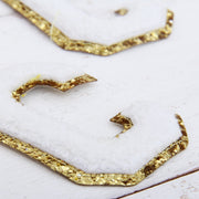 White Chenille Letter Patches - Set of 3 Iron-On Letters - Small 5.5 cm (2.25 in) Chenille with Gold Glitter - Threadart.com