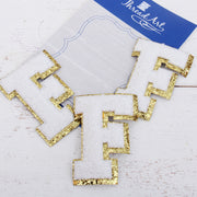 White Chenille Letter Patches - Sets of 3 Letters - Large 8 cm Chenille with Gold Glitter - Threadart.com
