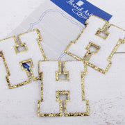 White Chenille Letter Patches - Sets of 3 Letters - Large 8 cm Chenille with Gold Glitter - Threadart.com