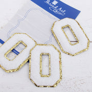 White Chenille Letter Patches - Set of 3 Iron-On Letters - Small 5.5 cm (2.25 in) Chenille with Gold Glitter - Threadart.com