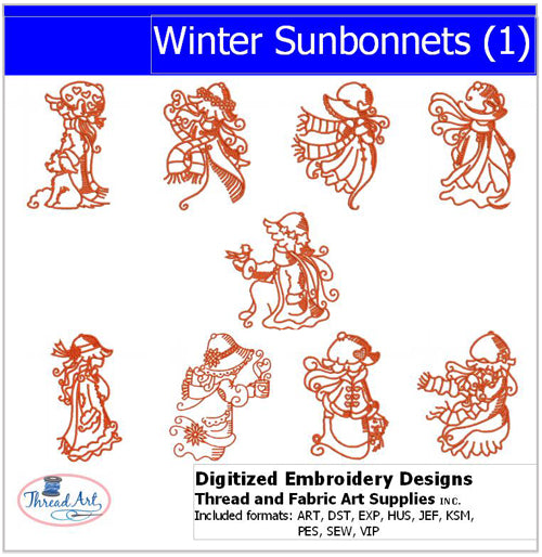 Machine Embroidery Designs - Winter Sunbonnets(1) - Threadart.com